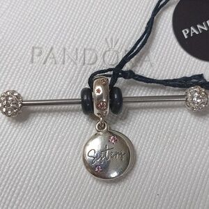 Pandora Vintage 2019 Pink CZ  Forever Sisters Dangle Charm